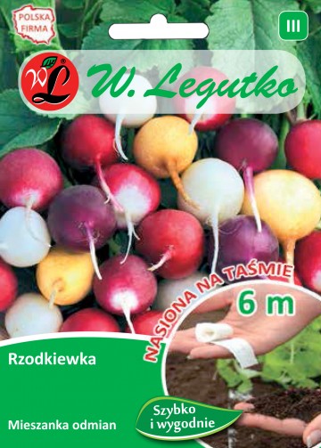 Rzodkiewka mieszanka odmian nasiona na taśmie 6 m - Legutko
